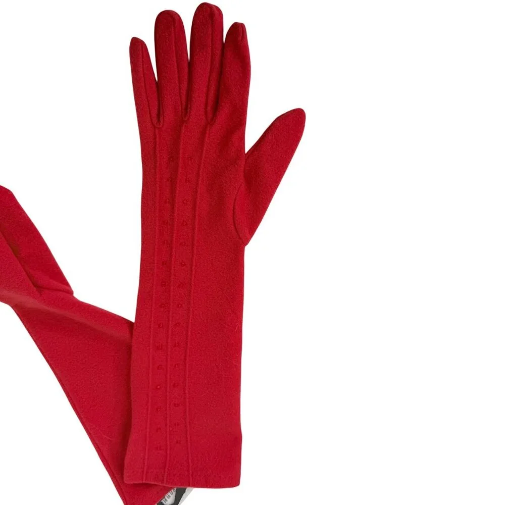 New Jeanne Simmons Womens Red Long Gloves Christmas‎ Polyester Spandex One Size